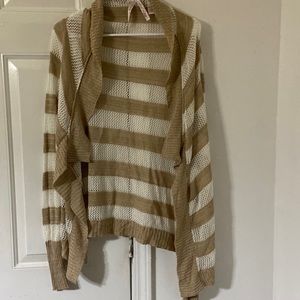 Beige and White Stripped Cardigan